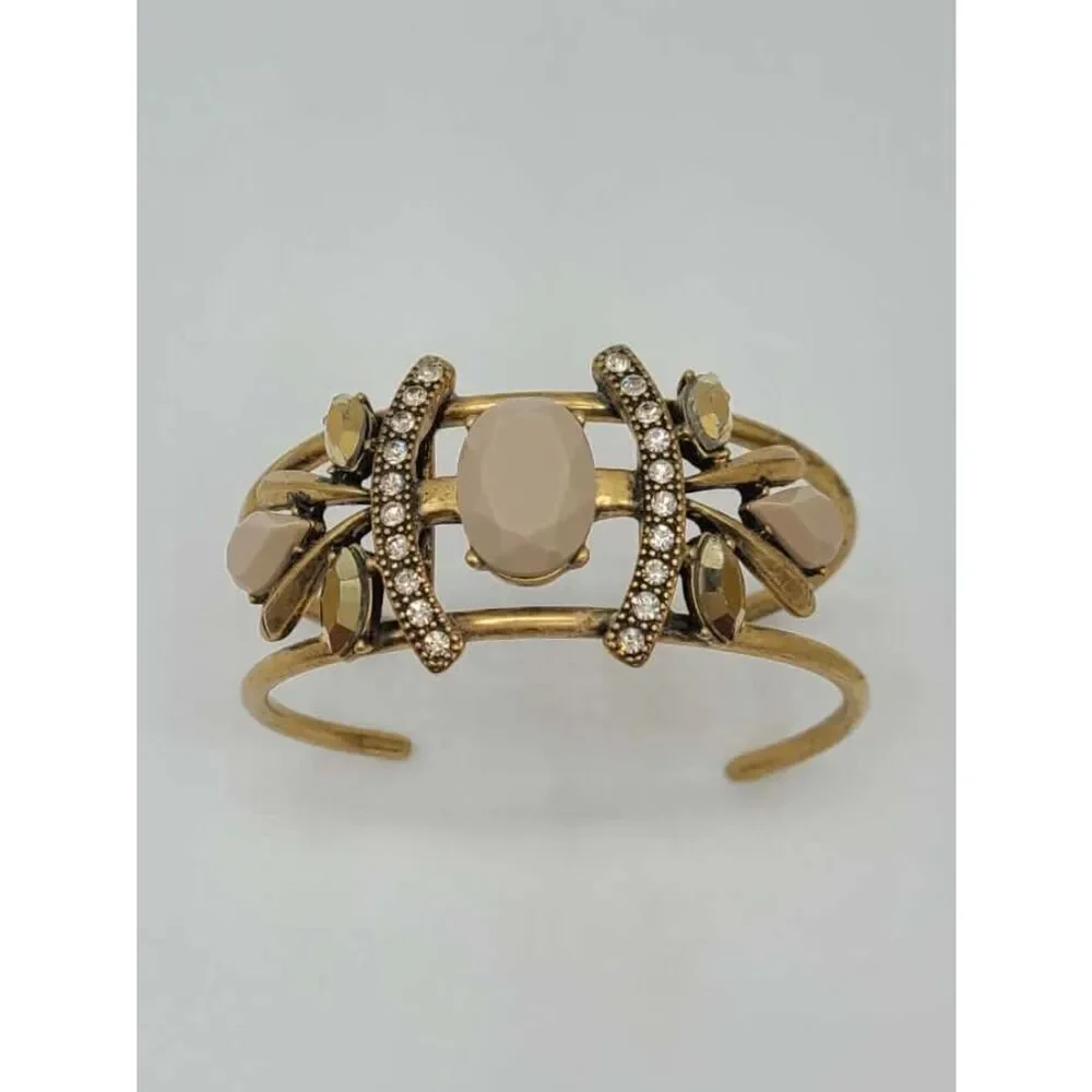 J Crew Gold Tone Resin and Crystal Cuff Bracelet
